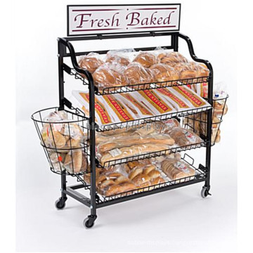 Merchandising Wire Mesh Collapsible Bakery Display Supermarket Commercial Bread Rack For Sale